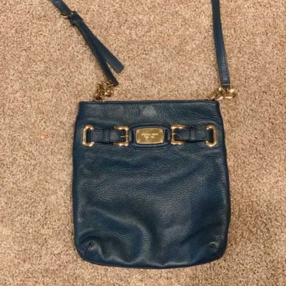 Navy Michael Kors Leather Crossbody - Picture 1 of 3